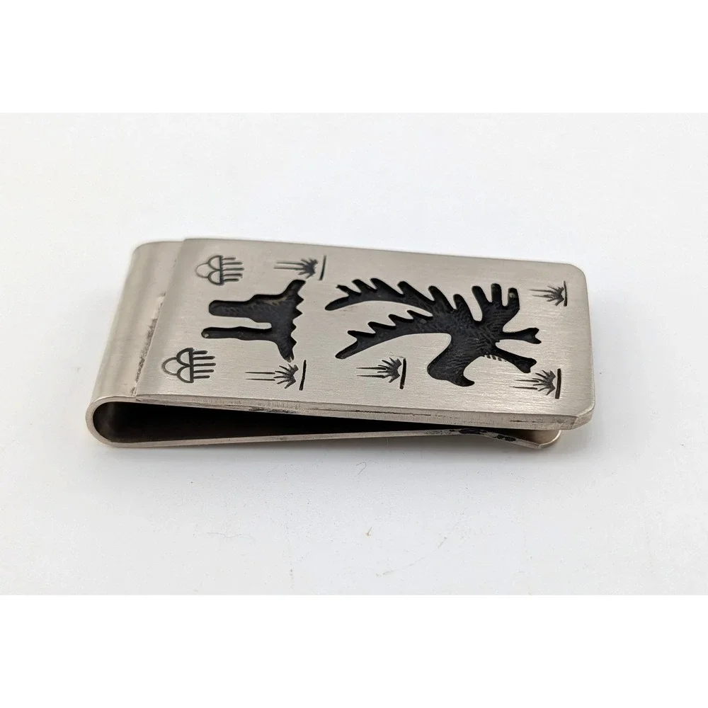 Handmade Sterling Silver Money Clip Genuine Native American Signed Bia Eagle ***
